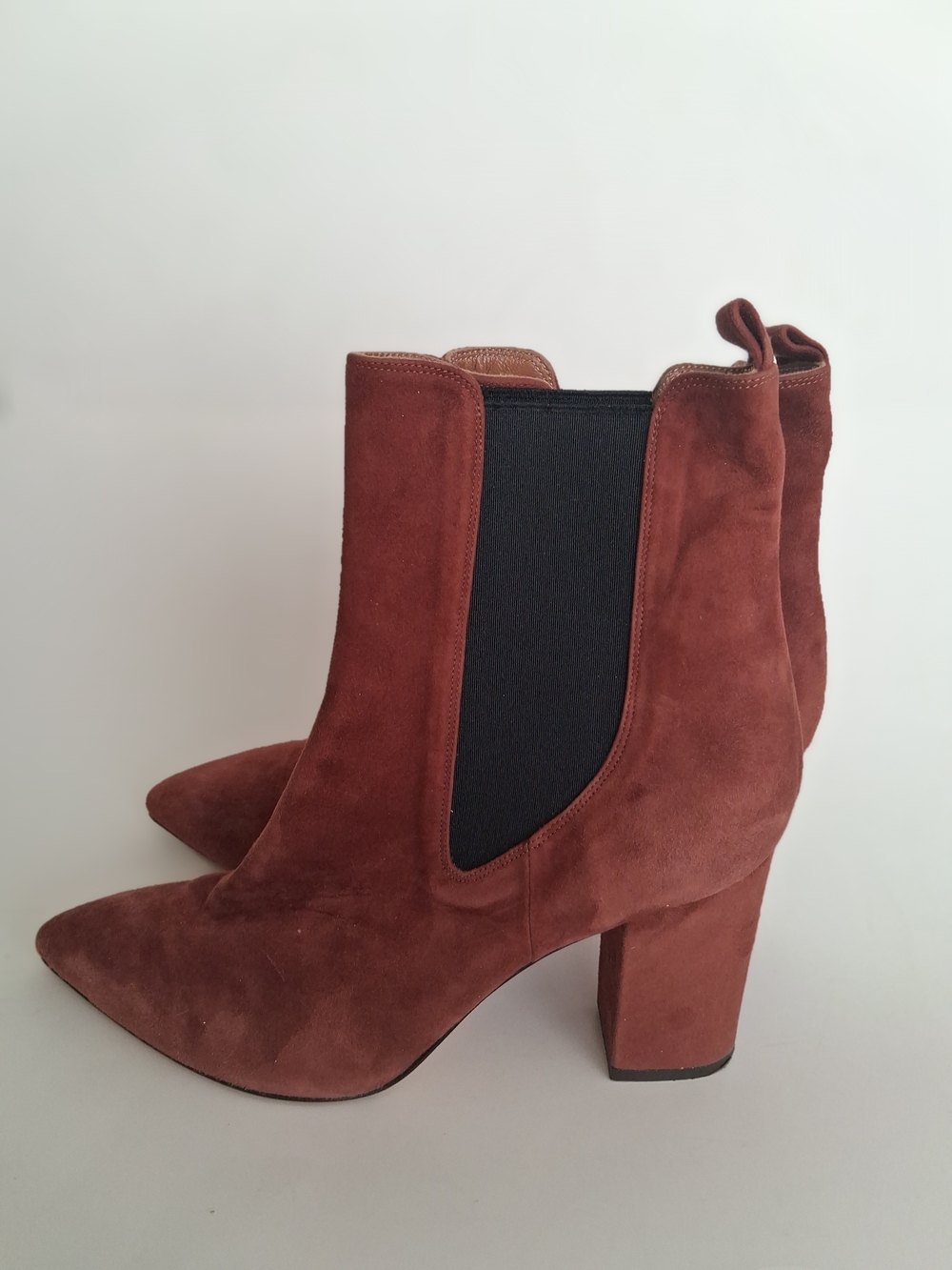 Vero Cuoio Paris Texas Burgundy Suede Chelsea Ankle Boots Size 41